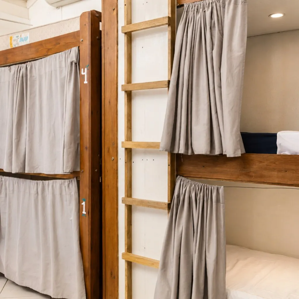 Cápsulas com cortinas abertas